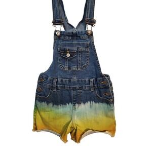 Jordache Girls Denim Overalls Shorts Size S (6-6X)‎ Ombre Frayed Hem